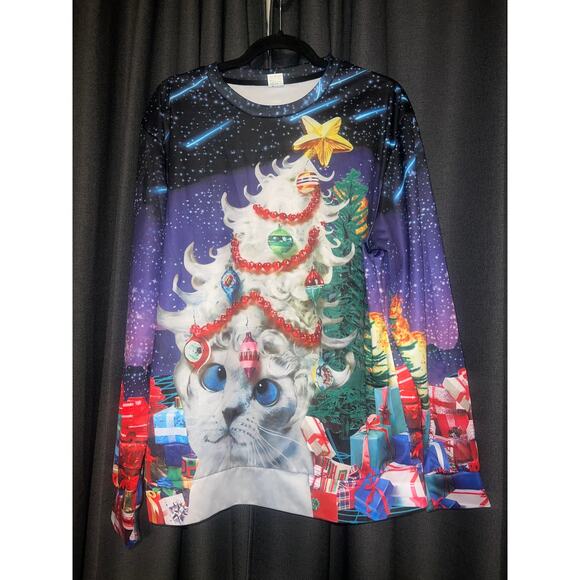 Ugly Christmas Sweater Xmas Size Large Cat Cats - Picture 1 of 3